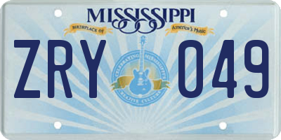 MS license plate ZRY049
