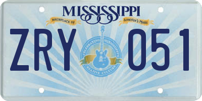 MS license plate ZRY051