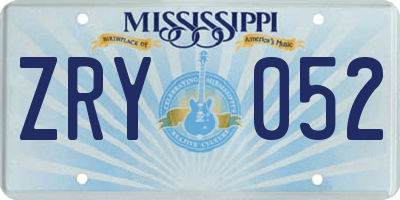 MS license plate ZRY052