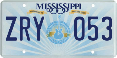 MS license plate ZRY053