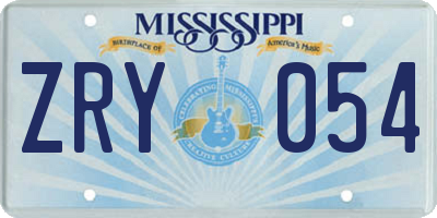 MS license plate ZRY054