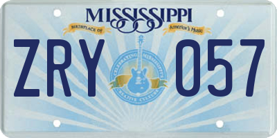 MS license plate ZRY057