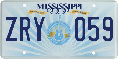 MS license plate ZRY059