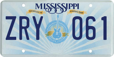 MS license plate ZRY061