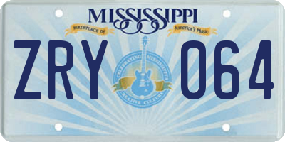 MS license plate ZRY064