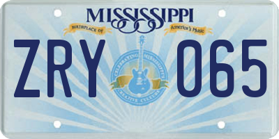 MS license plate ZRY065