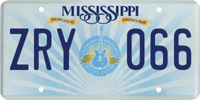 MS license plate ZRY066