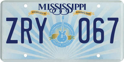 MS license plate ZRY067