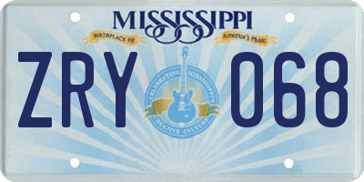 MS license plate ZRY068