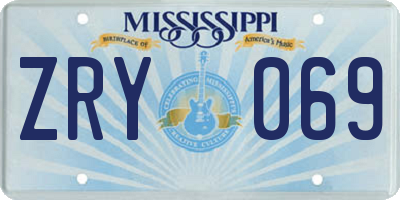 MS license plate ZRY069