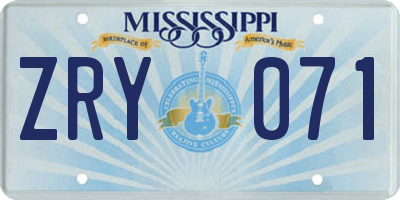 MS license plate ZRY071