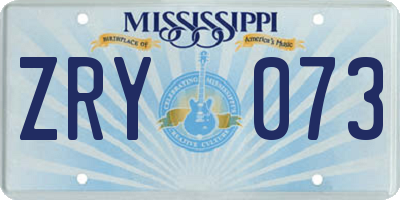 MS license plate ZRY073