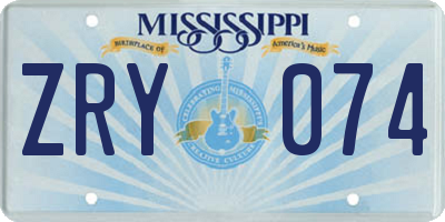 MS license plate ZRY074