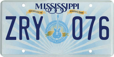 MS license plate ZRY076