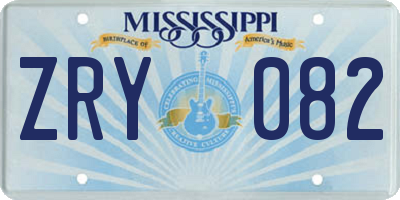 MS license plate ZRY082