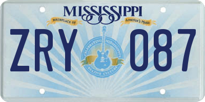MS license plate ZRY087