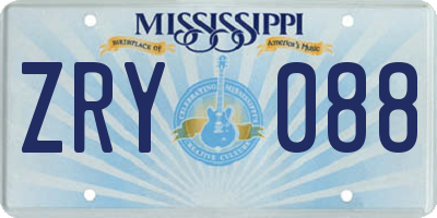 MS license plate ZRY088