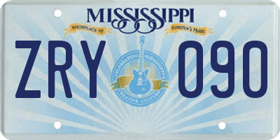 MS license plate ZRY090