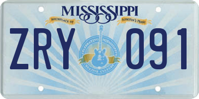 MS license plate ZRY091