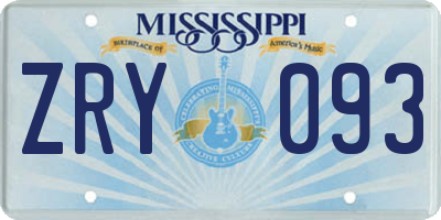 MS license plate ZRY093