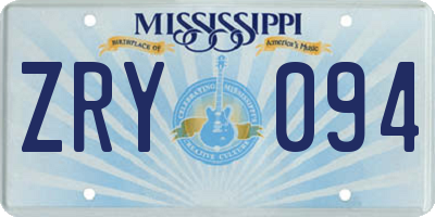 MS license plate ZRY094