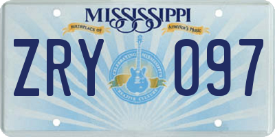 MS license plate ZRY097