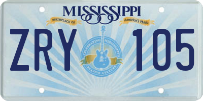 MS license plate ZRY105