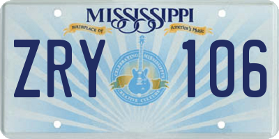 MS license plate ZRY106