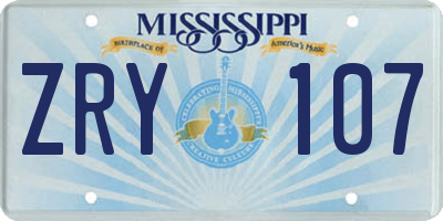 MS license plate ZRY107