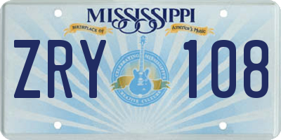 MS license plate ZRY108