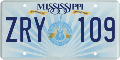 MS license plate ZRY109