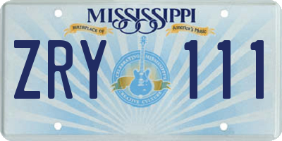 MS license plate ZRY111