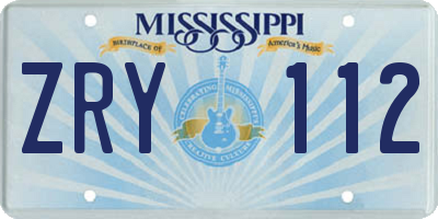 MS license plate ZRY112