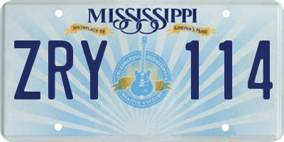 MS license plate ZRY114