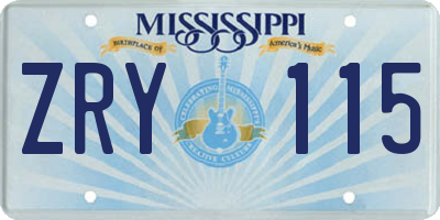 MS license plate ZRY115