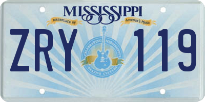 MS license plate ZRY119
