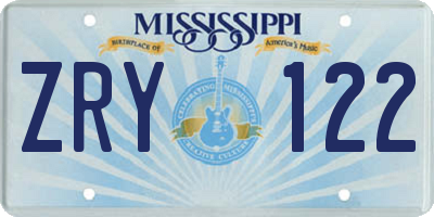 MS license plate ZRY122