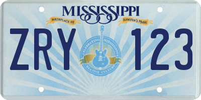 MS license plate ZRY123