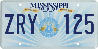 MS license plate ZRY125