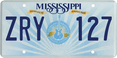 MS license plate ZRY127