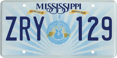 MS license plate ZRY129