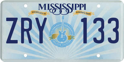 MS license plate ZRY133