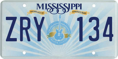 MS license plate ZRY134