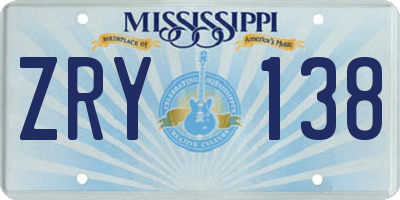 MS license plate ZRY138
