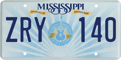 MS license plate ZRY140
