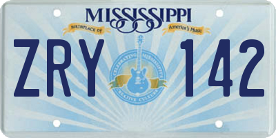 MS license plate ZRY142