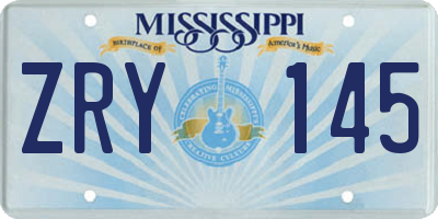 MS license plate ZRY145