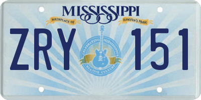 MS license plate ZRY151