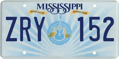 MS license plate ZRY152