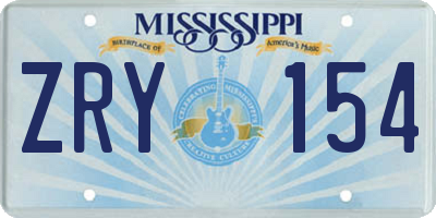 MS license plate ZRY154